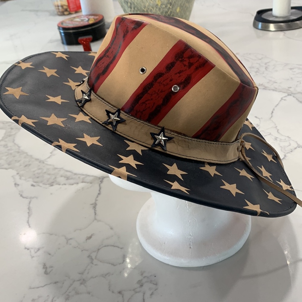 Genuine Bullhide‎ U. S. Flag Hat. Size M - Picture 6 of 16